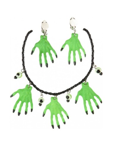 Collier et boucles d'oreilles mains de sorcière