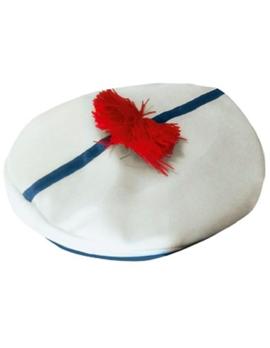 Béret marin avec pompon rouge