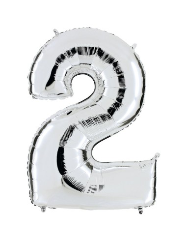 Ballon chiffre 2 argent géant