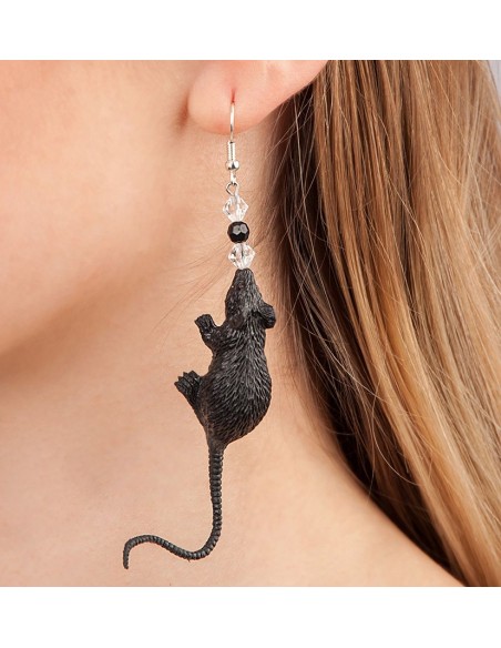 Boucles d'oreille rats noirs