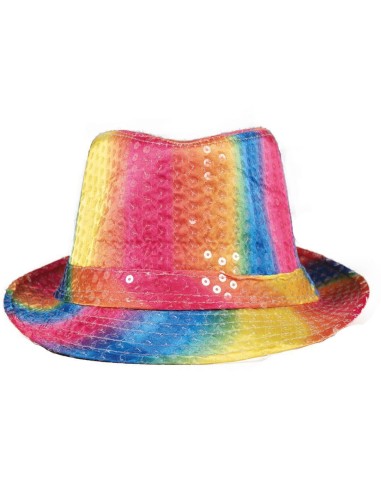 Chapeau borsalino fluo à sequins multicolore