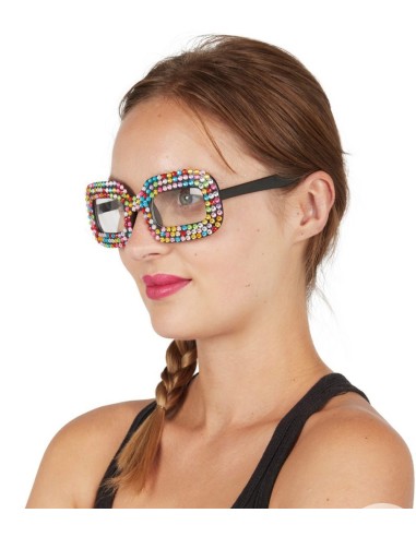 Lunettes fantaisie à strass multicolore