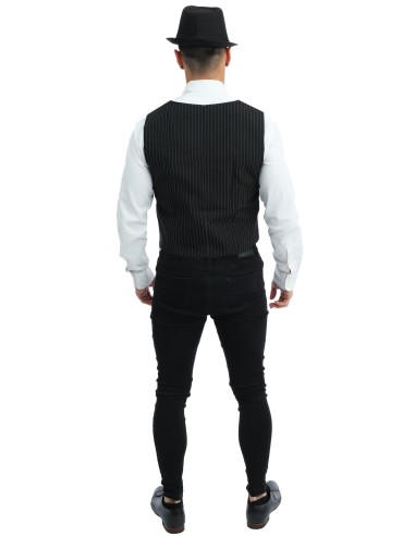 Gilet sans manche noir rayé blanc
