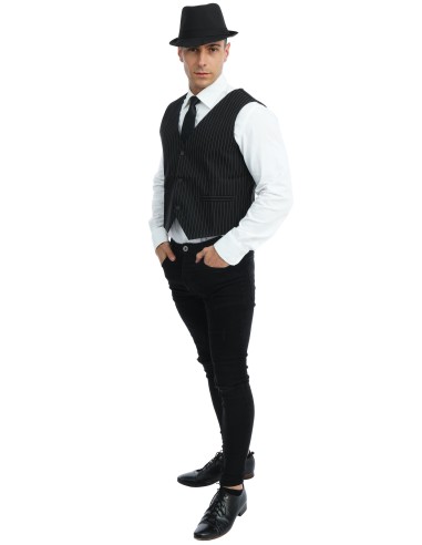 Gilet sans manche noir rayé blanc