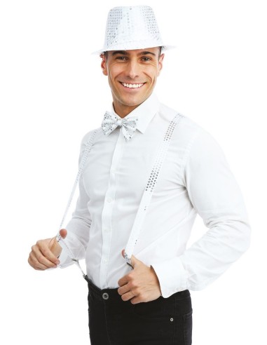 Set accessoires disco à sequins argent