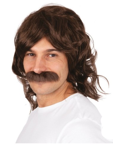 Perruque 70's avec moustache