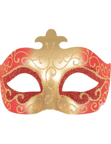 Loup vénitien rouge et or