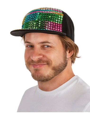 Casquette bling-bling multicolore