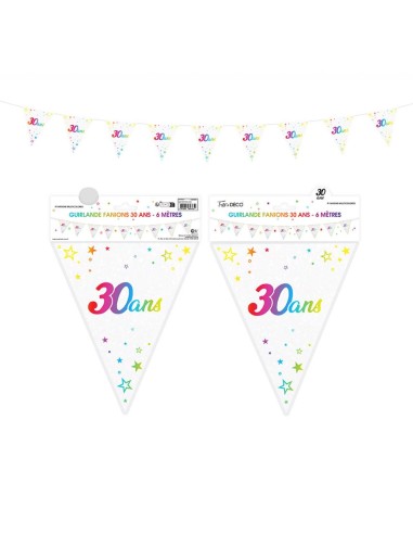 Guirlande fanion 30 ans multicolore