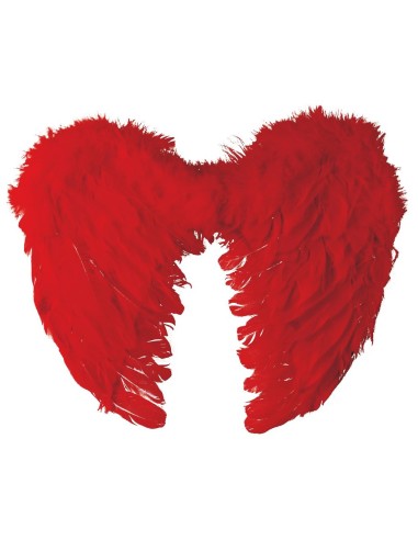 Ailes d'ange en plumes rouge 40x32cm