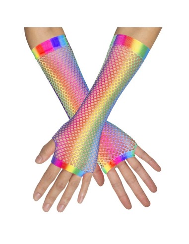 Mitaines résilles arc-en-ciel