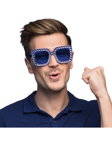 Lunettes party bling bling bleu