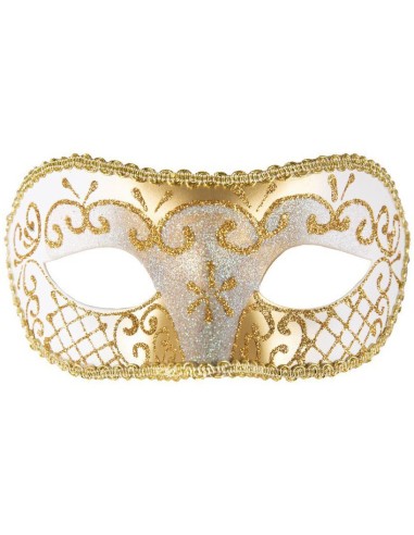 Loup vénitien blanc & or