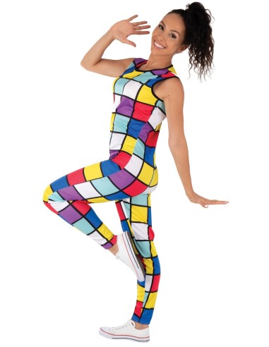 Combinaison fluo motifs carrés