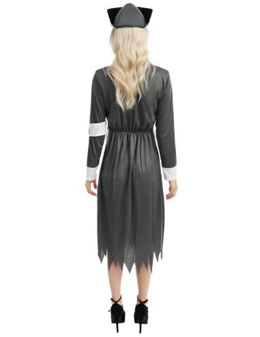 Déguisement infirmière zombie avec robe tachée de sang à Lambersart