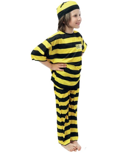Déguisement de prisonnier rayé jaune et noir
