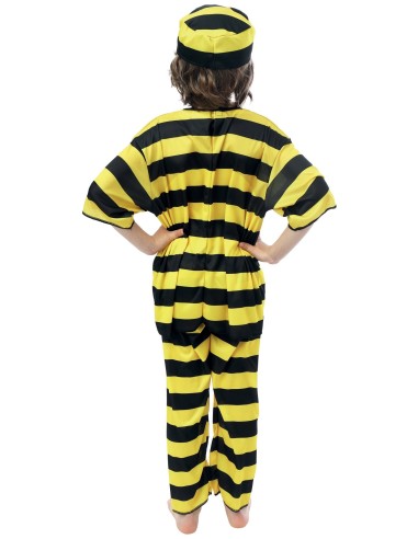 Déguisement de prisonnier rayé jaune et noir