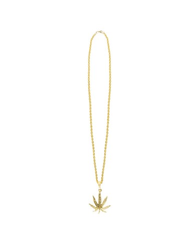 Collier feuille de cannabis doré