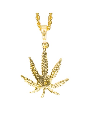 Collier feuille de cannabis doré