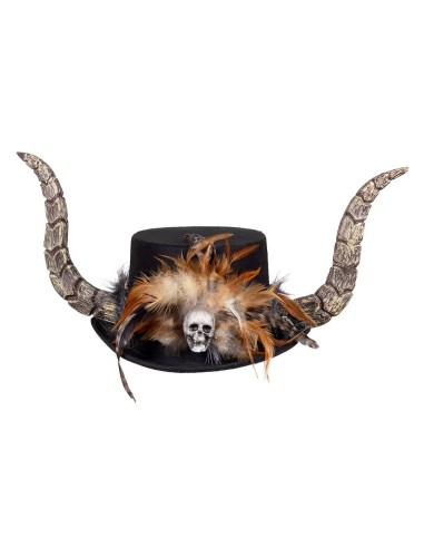Chapeau sorcier vaudou avec cornes