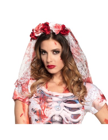 Diadème mariée sanglante avec voile