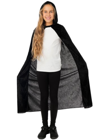Cape noire velours avec capuche