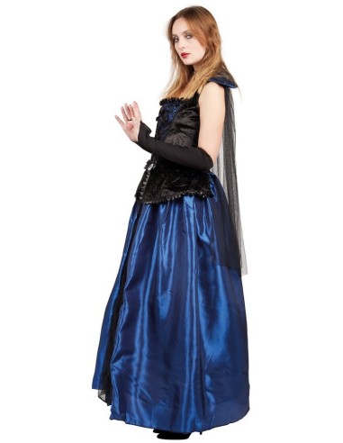 Déguisement comtesse gothique bleu