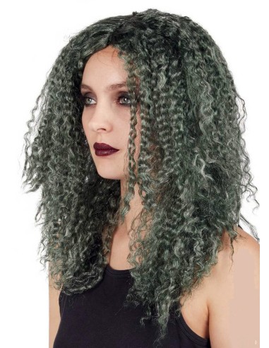 Perruque sorcière frisée verte