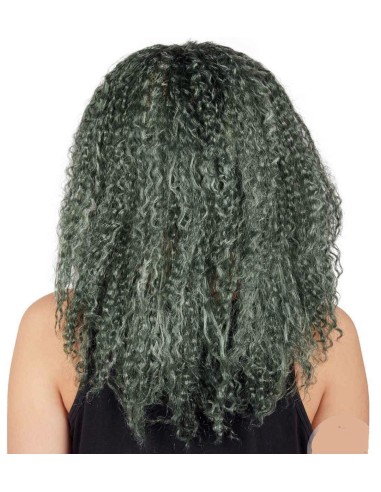 Perruque verte frisée mi-longue