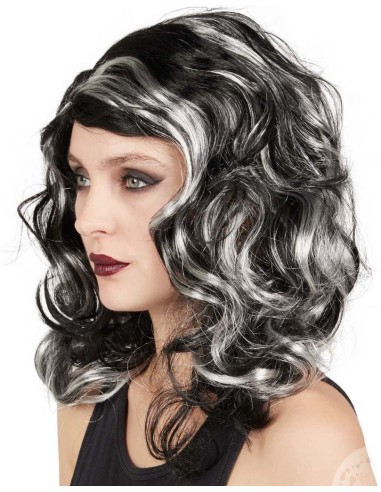 Perruque sorcière noire et grise