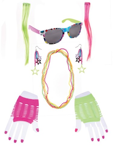 Set accessoires fluo néon années 80