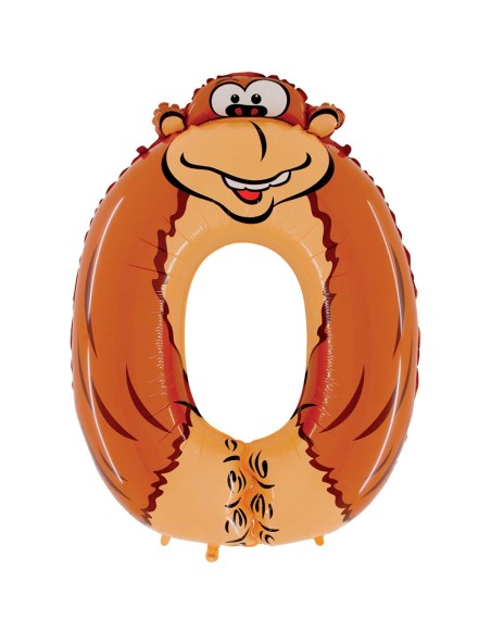 Ballon en forme de chiffre 0 et singe pour anniversaire