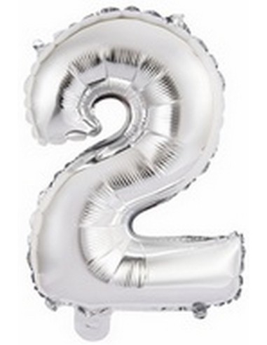 Ballon en forme de chiffre 2 couleur argent pour anniversaire