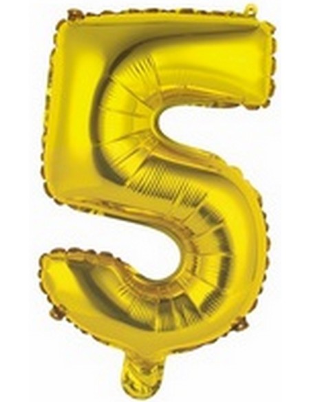 Ballon en forme de chiffre 5 couleur or pour anniversaire