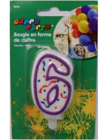 Bougie chiffre 6 pour gâteau d'anniversaire