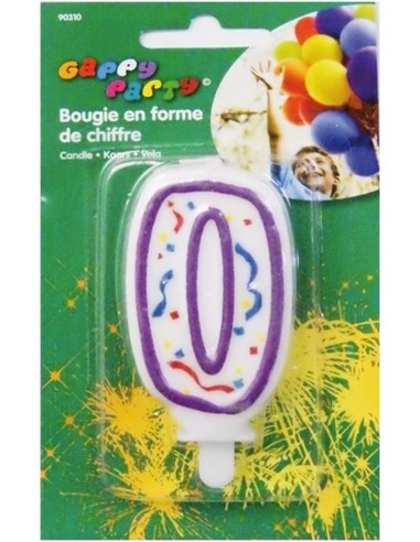 Bougie chiffre 0 pour gâteau d'anniversaire