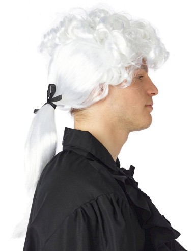 Perruque marquis blanche avec queue