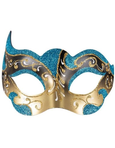 Loup vénitien bleu et or