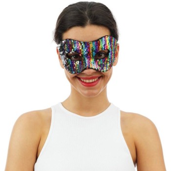 Loup sequins réversibles multicolore et argent
