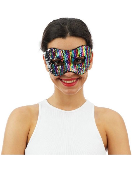 Loup sequins réversibles multicolore et argent