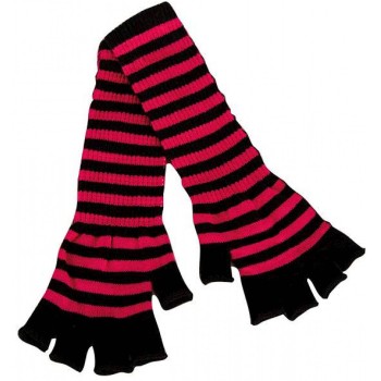 Mitaines rayées fuchsia et noir