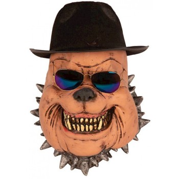 Masque chien avec chapeau et lunettes