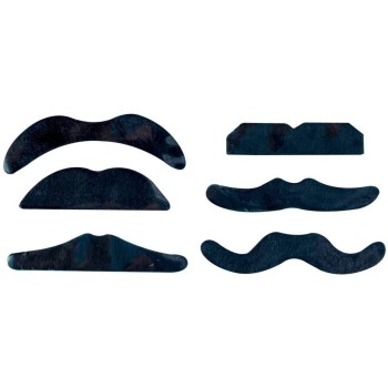 6 moustaches noires assorties