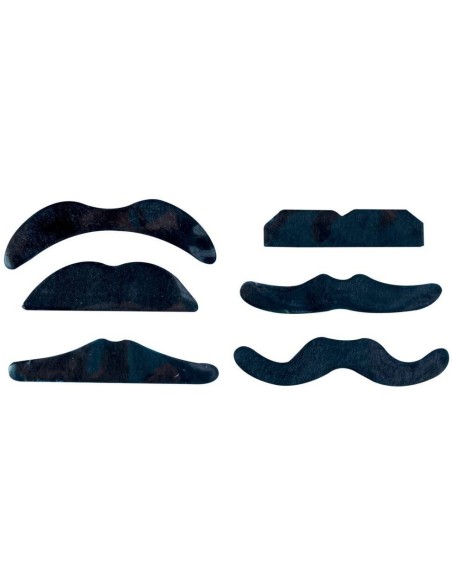 6 moustaches noires assorties