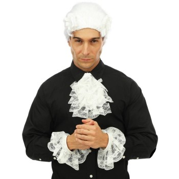 Set jabot blanc avec manchettes