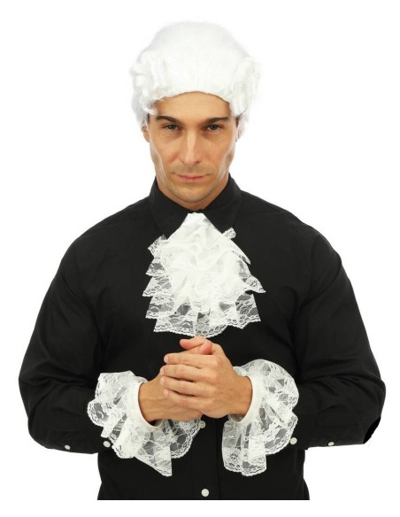 Set jabot blanc avec manchettes
