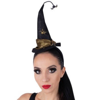 Serre-tête chapeau de sorcière avec araignées