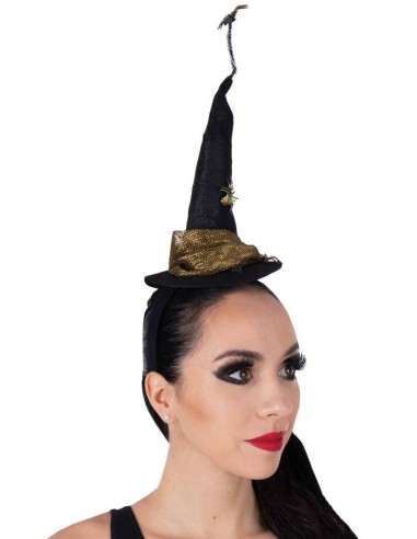 Serre-tête chapeau de sorcière avec araignées