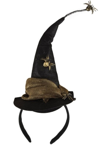 Serre-tête chapeau de sorcière avec araignées