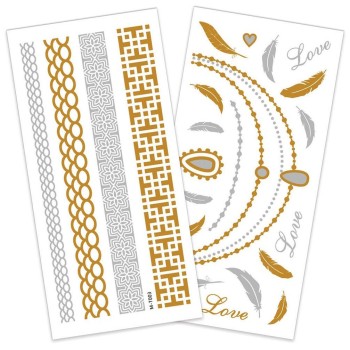 Plaquette tatouages temporaires or/argent